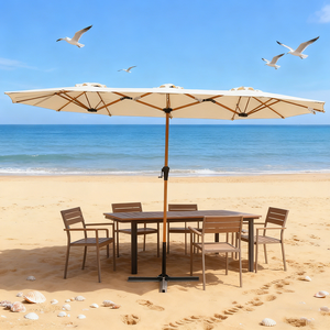 Sombrilla Moderna Plegable Impermeable de Tres Cabezas <span class=keywords><strong>para</strong></span> Restaurante, Hotel, Muebles de Exterior, Parasol <span class=keywords><strong>para</strong></span> Terraza - Product Image 1