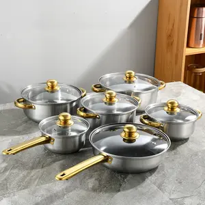 10 piezas en 1, utensilios de cocina al por mayor, olla de acero inoxidable para cocinar leche y sopa, juego de utensilios de cocina