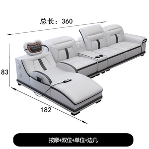 Sofá de Esquina Moderno en Forma de L, Reclinable, de Cuero, con <span class=keywords><strong>Chaise</strong></span> <span class=keywords><strong>Longue</strong></span>, Otomana y Mesa Lateral para Sala de Estar Familiar <span class=keywords><strong>Grande</strong></span> - Product Image 5