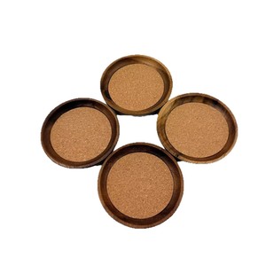 Sous-verres ronds en bois d'acacia, tapis isolants thermiques, tapis antidérapants pour tasses, pour service à thé, usage domestique - Product Image 1