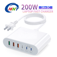 Adaptateur de voyage universel HNT 200W PD à 6 ports, chargeur rapide pour téléphones et ordinateurs portables avec prise US EU UK AU, certification CE FCC UKCA