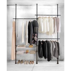 Großhandel Kombinierbarer Stabförmiger Tragbarer Beweglicher DIY Metall-Kleiderschrank Offener Typ Aufbewahrungsregal für Garderobe und Schlafzimmer - Product Image 3