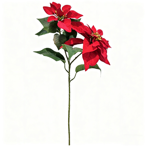Poinsettias Rojas de Alta Calidad, <span class=keywords><strong>2</strong></span> Cabezas de Flor de Terciopelo, 26 Pulgadas, para Decoraciones de Regreso a Clases, Navidad y Año Nuevo Chino - Product Image 4