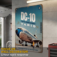 Autocollants muraux en métal de qualité supérieure, plaques décoratives vintage en étain, décorations murales rétro d'avions pour la maison et la cave des hommes, affiches métalliques en gros