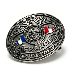 France Silver-Plated Zinc Alloy <b>Badge</b> Emblem Embossing Printing Patriotic Souvenir Die Struck Round Shape - Product Image 2