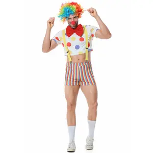 M-xl Funny Party Performing Holiday Polka Dot Male Clown Costume