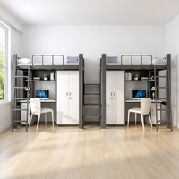 Lit superposé en métal avec bureau intégré, cadre en métal blanc, lit combiné simple, lit supérieur pour dortoir scolaire
