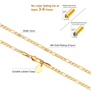 Wholesale Fashion Jewelry 3mm 18K Gold Plated Link Stainless Steel Figaro Rope Cuban <b>Chain</b> Women Necklace Mens <b>Chains</b> - Product Image 3