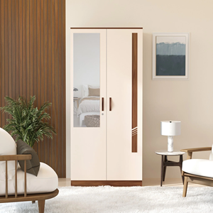 Elegante armario de 2 puertas con espejo y cajón Bluewud Andrie - Product Image 1