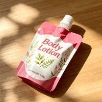 Pochette cosmétique personnalisée imprimée, résistante à l'humidité, en aluminium, avec bec verseur et bouchon à vis