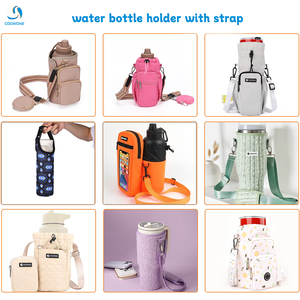 Porte-bouteille d'eau Oxford personnalisé avec poche pour téléphone et distributeur de sacs à déjections canines, sacoche bandoulière pour la marche, la randonnée et les voyages - Product Image 5