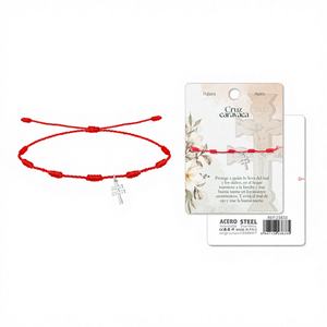 Pulsera Cotigo de Acero Plateado con 7 Nudos, Estilo Religioso, Ligera, Tipo Caravaca, Fabricada en China - Product Image 1