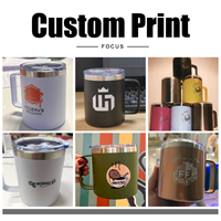 Tasse de voyage personnalisée de 12oz avec poignée et couvercle tasses cadeaux portables pour le camping tasses à thé sous vide colorées de 350ml en acier inoxydable Lowball