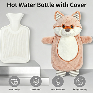 Bouteille d'eau chaude en caoutchouc miniature de haute qualité fabriquée en Chine, avec housse en peluche en forme de <span class=keywords><strong>renard</strong></span> orange - Product Image 3