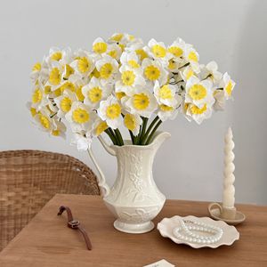Bouquet de narcisses artificiels Yasunobu, fleurs en soie blanches et jaunes, décoration de mariage, décoration de la maison, accessoires de photographie - Product Image 3