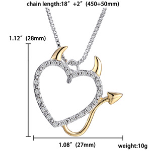 Colliers pendentifs cœur d'amour en strass style coréen pour femmes, bijoux créatifs de dessin animé pour la clavicule - Product Image 3