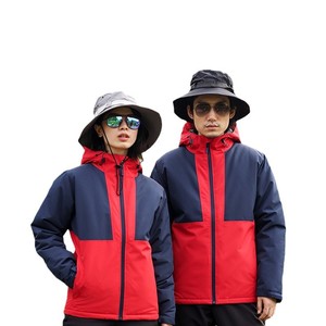 Hooded Color Blocked Cotton Padded Jacket Men Thick Winter Coat Heat Generating Loose Fit Daily Wear - Product Image 5