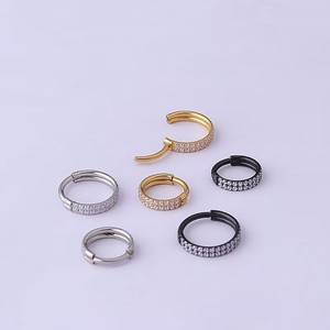 Anneau de nez pour enfants en titane G23, anneaux à bille articulés, 2 rangées de zircon pavé, <span class=keywords><strong>piercing</strong></span> latéral sans couture, cartilage, <span class=keywords><strong>tragus</strong></span>, hélix - Product Image 6