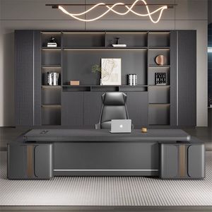 Conjunto de Escritorio Ejecutivo con Gabinete de Almacenamiento, Diseño Moderno y Minimalista, Mesa Grande para CEO, Muebles de Oficina, Acabado Pintado Resistente a las Manchas - Product Image 1