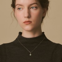 Collier pendentif flacon de parfum MuShan Jewelry Factory en argent S925 plaqué or avec agate aquatique naturelle, chaîne claviculaire pour femme