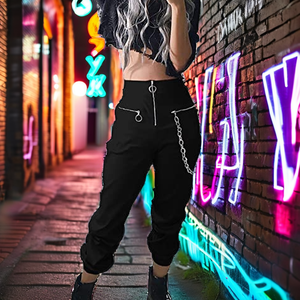 Pantalon droit sport en similicuir PU extensible taille haute pour femme, imperméable, séchage rapide, anti-plis, longueur intégrale, idéal hiver - Product Image 2