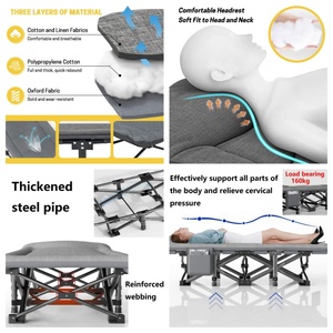 Cama de Camping para Adultos con Cojín Suave y Reposacabezas de Memoria 3D, Cama Plegable Portátil con Mochila de Almacenamiento, Capacidad de Carga de 160 kg (Gris) - Product Image 3