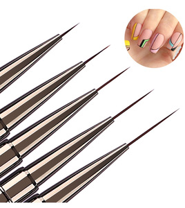 5pcs Nail Art Brush <b>Set</b> Flat Metal Handle Synthetic Hair Fine Liner Acrylic UV Gel Painting Manicure Nail Brush - Product Image 1