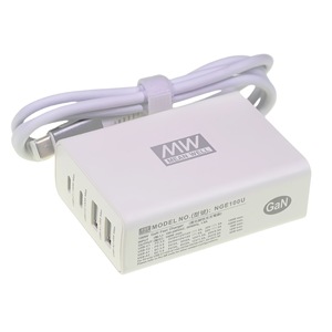 Mean Well NGE100U 100W 4-Port USB GaN Fast <b>Charger</b> With Cable For Laptop - Product Image 1