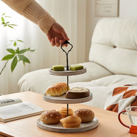 Support à dessert en bois de style européen créatif, plateau à gâteau rustique à 2 et 3 niveaux, plateau de service décoratif pour table de dessert