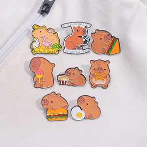 Venta al por mayor de dibujos animados de Metal Pin de solapa personalizado lindo divertido tortuga Capybara esmalte Pin insignia para niños amigos - Product Image 3
