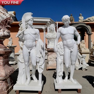 Youfine bằng đá cẩm thạch trắng Châu Âu chiến binh điêu khắc cho cổ điển vườn Manor vuông trang trí nội thất - Product Image 6