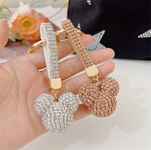 Diamant mignon fille femmes dessin animé ours tête anneau suspendu porte-clés chaîne gobelet tasse tasse voiture sac téléphone accessoire décoration pendentif - Product Image 4