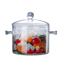 Marmites en verre borosilicate haute résistance, écologiques, au design minimaliste, à double anse, compatibles avec les cuisinières à gaz, pour la cuisson de soupes et de bouillons