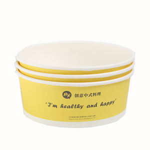 Desechable al por mayor impresión personalizada redondo arroz agua sopa comida rápida para llevar ensalada helado contenedores cuenco de papel con tapa - Product Image 4