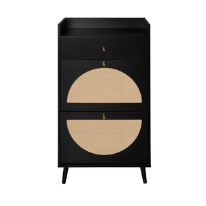 Armario de Ratán Allen de 2 Puertas y 1 Cajón, Zapatero de Doble Capa para Entrada - Product Image 5