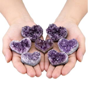 Cristal Hola Améthyste Cœur Druzy Cluster Géode de Cristal Violet Poli Tendance Mode pour Décoration Intérieure Méditation Guérison Reiki - Product Image 1