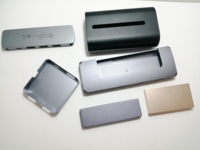 Componentes del concentrador USB de mecanizado CNC, perfil de aluminio, color gris extruido, metal anodizado personalizado, cubierta externa, lector de tarjetas de fábrica