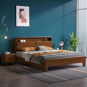 Cadre <span class=keywords><strong>de</strong></span> <span class=keywords><strong>lit</strong></span> en bois massif nordique, cadre <span class=keywords><strong>de</strong></span> <span class=keywords><strong>lit</strong></span> king-size moderne avec USB <span class=keywords><strong>et</strong></span> tête <span class=keywords><strong>de</strong></span> <span class=keywords><strong>lit</strong></span> moelleuse, grand cadre <span class=keywords><strong>de</strong></span> <span class=keywords><strong>lit</strong></span> pour chambre à coucher, hôtel moderne - Product Image 4