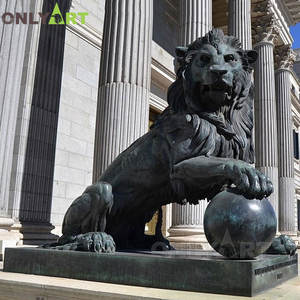 <span class=keywords><strong>Statua</strong></span> di leone di guardia a grandezza naturale in bronzo ruggente per la decorazione del giardino all'aperto - Product Image 2