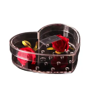 Уникальный дизайн акриловая подарочная упаковочная коробка на заказ в форме сердца цветок ювелирные изделия акриловая прозрачная коробка для подарка на день Святого Валентина
