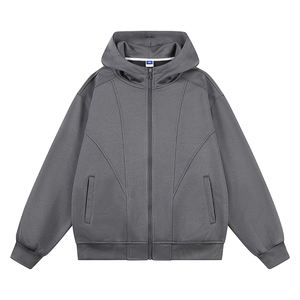 เสื้อฮู้ดโลกอินมีซิปสำหรับผู้ชายเสื้อโค้ทหนาแบบอเมริกันเสื้อโค้ทเทอร์รี่ปรับแต่งได้2025ยอดนิยมทันสมัยใส่สบาย - Product Image 3