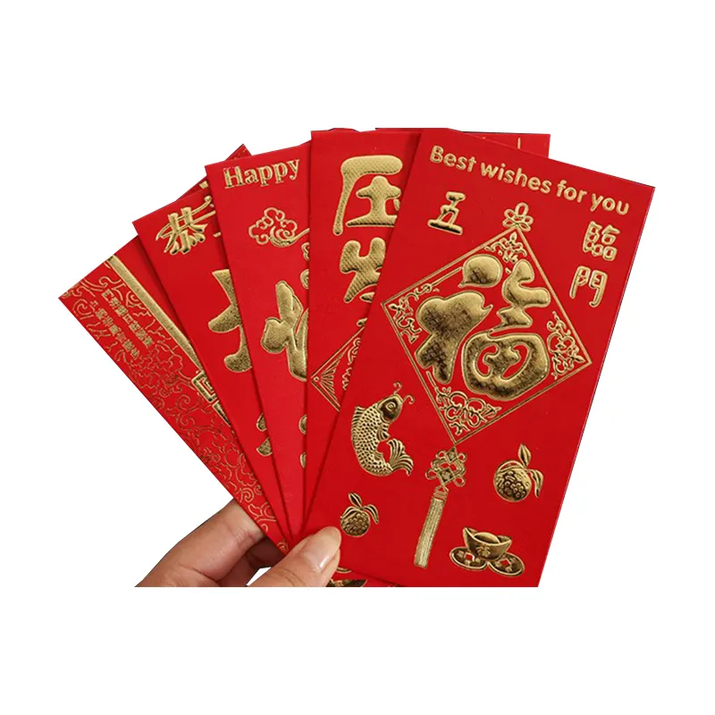 Envelope do pacote vermelho da impressão personalizada 2022, ano novo chinês, bolso vermelho tradicional hong bao