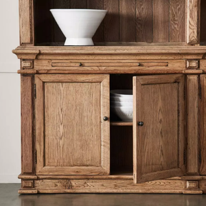 Libreria in Quercia Massiccia Stile Francese Antico Fatta a Mano con Scala e Vetrina Espositiva per Soggiorno e Ufficio Domestico - Product Image 2