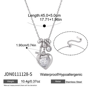 Collar de Cadena de Acero Inoxidable con Circonitas, Diseño Moderno y Elegante, Chapado en Oro de 18k, Plata, Estilo Lujoso para Mujer - Product Image 3