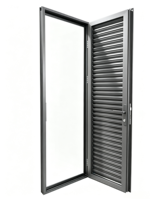 Porte de maison antirouille avec cadre entièrement en aluminium et persiennes en aluminium réglables
