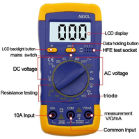 A830L 6 in 1 Multimeter Digital Layar Bercahaya Fungsi Buzzer Penguji untuk Tegangan AC/DC Arus Dioda Kapasitansi Suhu