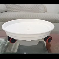 Base ronde en résine épaissie avec plateau d'égouttage, soucoupe à roulettes mobile en plastique pour pot de plante