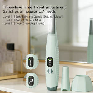 Rasoir rechargeable pour l'épilation et l'exfoliation du visage, outil sonique de dermaplaning en acier inoxydable pour femmes, avec lames de rechange - Product Image 3