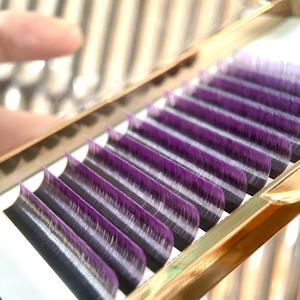 Vente en gros 3D Ombre Couleur Fourrure Marque Privée Doux Fait à la Main 0.07 Soie Volume Extensions de Cils Individuels Deux Tons Faux Vison - Product Image 4