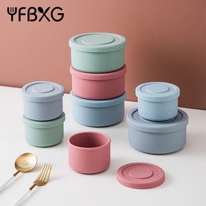 microwaveable food grade container foldable full silicone round bento lunch box set with lid